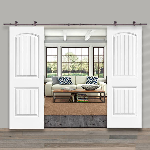 Calhome Sliding Double Bypass Double Door Barn Door Hardware Kit